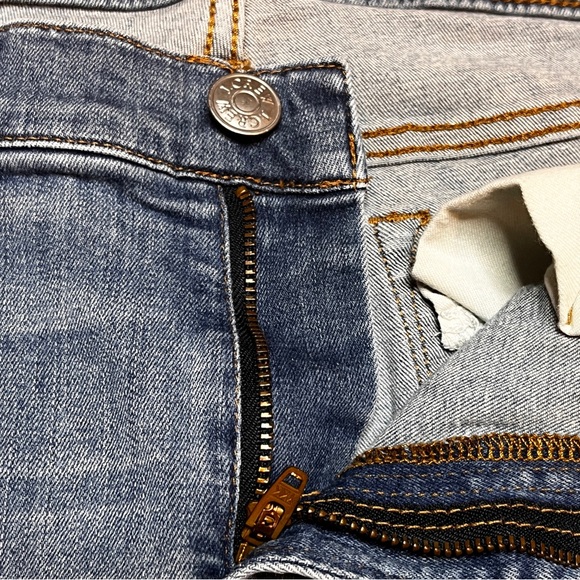 J. Crew Toothpick Skinny Jeans Women's 30 Blue Denim Low Rise Distressed Patches - Picture 6 of 11